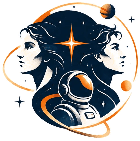 ALVN emblem: Gemini twins and an astronaut in orbit