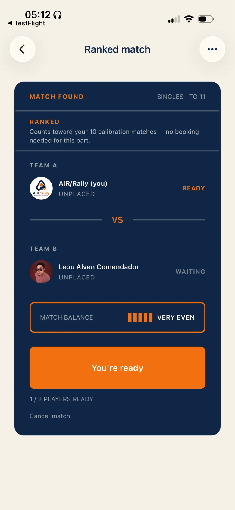 A ranked match found