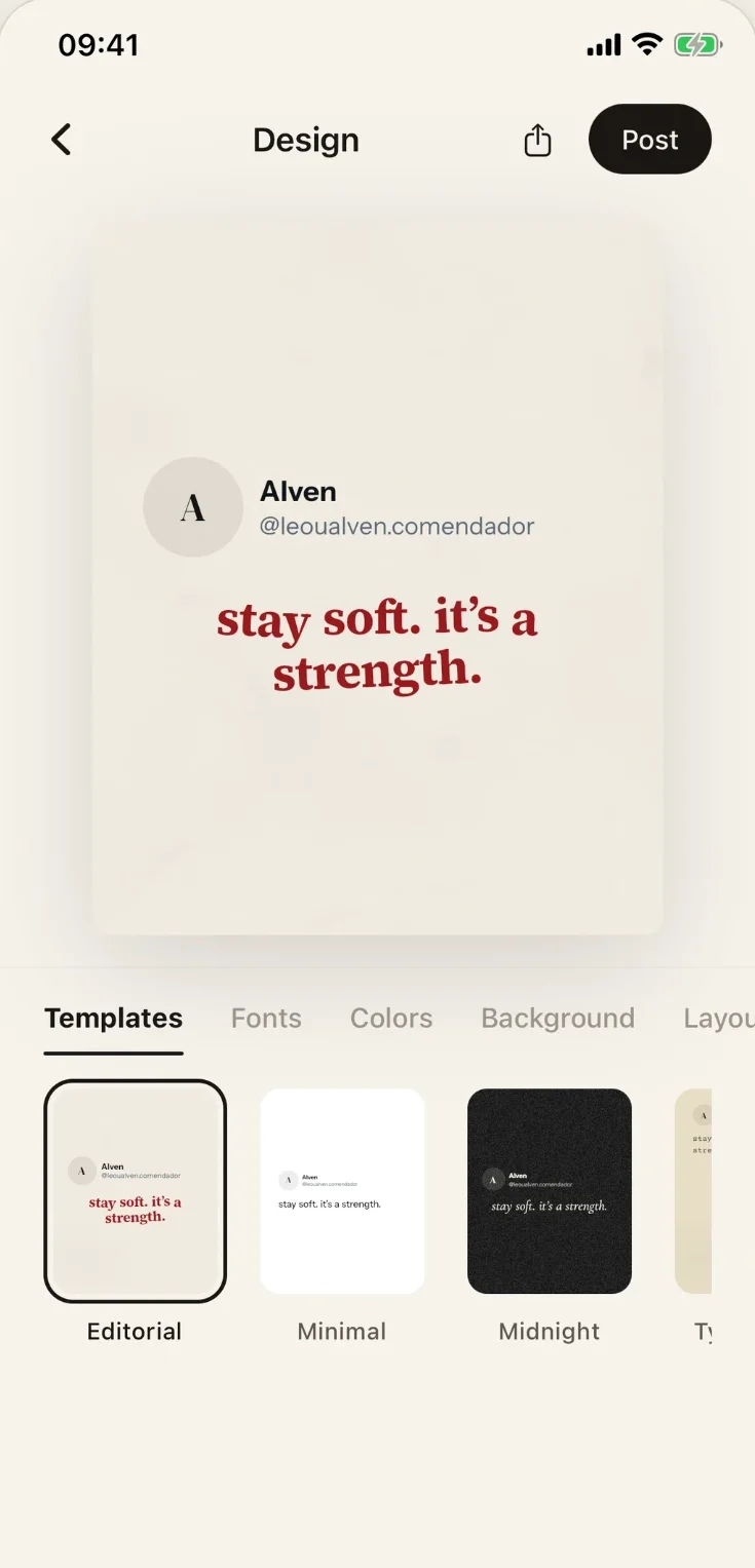 Designing a card with templates, fonts, and colors